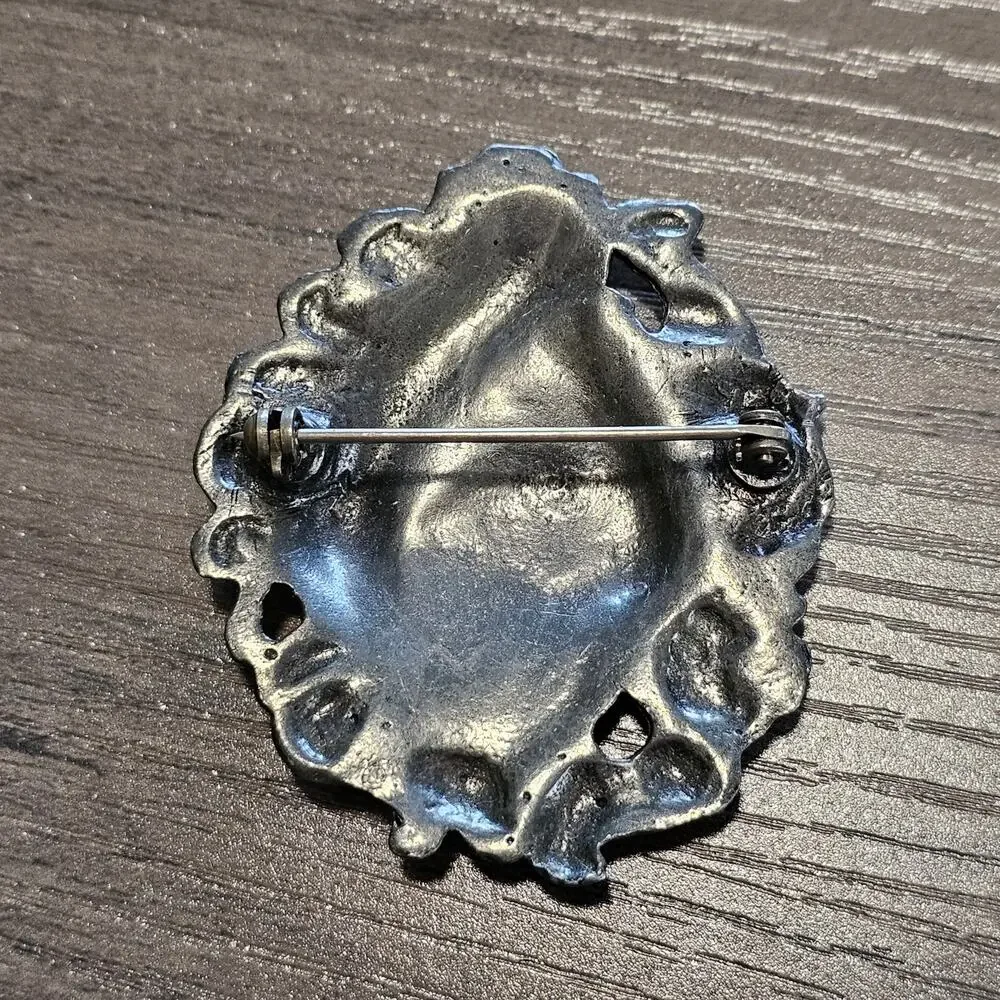 Vintage Art Nouveau Silver Woman Profile Figural Brooch